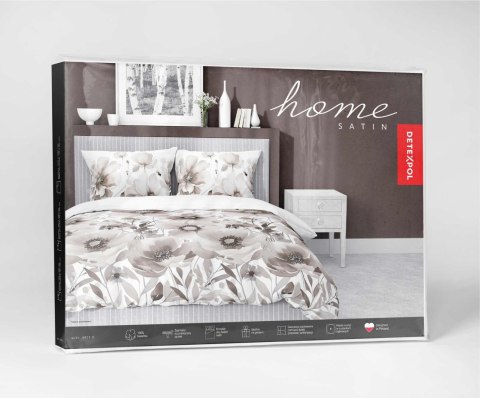 Pościel satynowa 220x200 biała beżowa kwiaty 4923 B Home Satin 81 Pościel satynowa 220x200 biała beżowa kwiaty 4923 B Home Satin 81