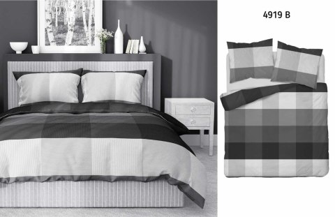Pościel satynowa 220x200 szara kratka 4919 B Home Satin 81 Pościel satynowa 220x200 szara kratka 4919 B Home Satin 81