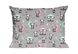 Poszewka bawełniana 40x40 670K pandy szara kolorowa Kids 24