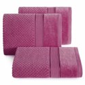 Ręcznik Jessi 90x150 amarantowy frotte 500g/m2 z fakturą wytłaczanej krateczki i welurową bordiurą Eurofirany Ręcznik Jessi 90x150 amarantowy frotte 500g/m2 z fakturą wytłaczanej krateczki i welurową bordiurą Eurofirany