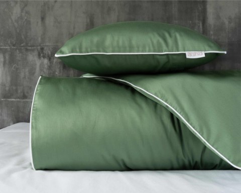 Pościel satynowa 140x200 zielona z lamówką z jedną poszewką 70x80 Mako Satin 62 Pościel satynowa 140x200 zielona z lamówką z jedną poszewką 70x80 Mako Satin 62
