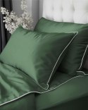 Pościel satynowa 160x200 zielona z lamówką Mako Satin 62 Pościel satynowa 160x200 zielona z lamówką Mako Satin 62