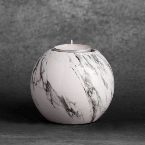 Świecznik ceramiczny 9x8 Sana biały srebrny Eurofirany Świecznik ceramiczny 9x8 Sana biały srebrny Eurofirany