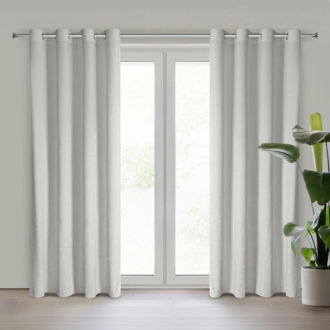 Zasłona gotowa Ariadna 140x250 biała welurowa zdobiona diamencikami na przelotkach Eurofirany Zasłona gotowa Ariadna 140x250 biała welurowa zdobiona diamencikami na przelotkach Eurofirany