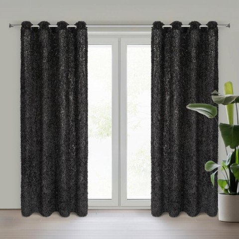 Zasłona gotowa Marion 140x250 czarna na przelotkach Eurofirany Zasłona gotowa Marion 140x250 czarna na przelotkach Eurofirany