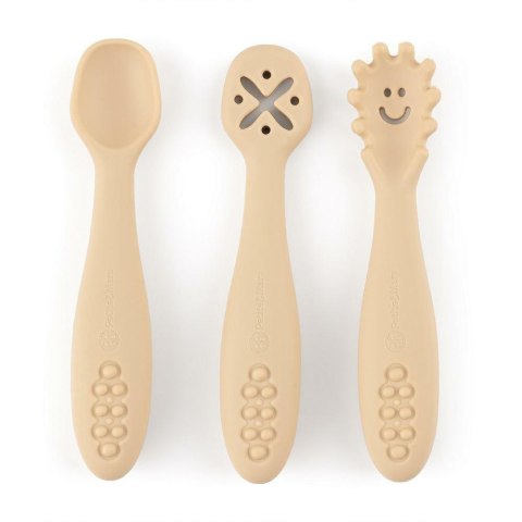 Zestaw silikonowych łyżeczek do nauki jedzenia 3 szt. Take&Match beżowy 6m+ PETITE&MARS Zestaw silikonowych łyżeczek do nauki jedzenia 3 szt. Take&Match beżowy 6m+ PETITE&MARS