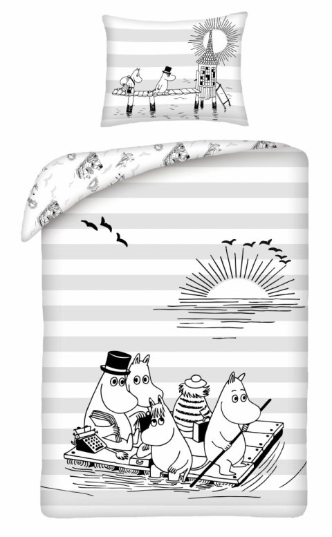 Pościel bawełniana 140x200 Muminki biała szara poszewka 70x90 Kids 12 Halantex Pościel bawełniana 140x200 Muminki biała szara poszewka 70x90 Kids 12 Halantex