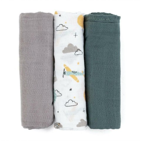 Zestaw pieluszek z muślinu bambusowego 3 szt Moussy zielony 68x68 cm PETITE&MARS Zestaw pieluszek z muślinu bambusowego 3 szt Moussy zielony 68x68 cm PETITE&MARS