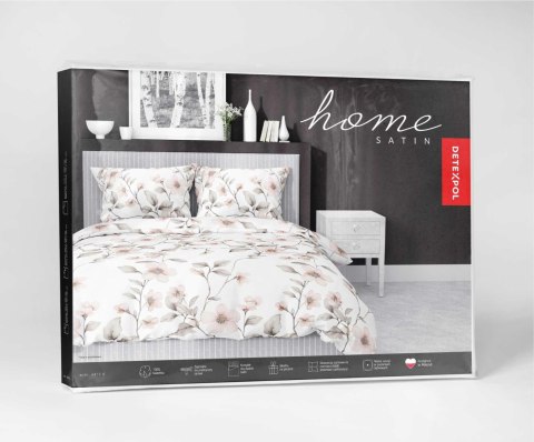 Pościel satynowa 140x200 biała beżowa kwiaty 4915 B z jedną poszewką Home Satin 80 Pościel satynowa 140x200 biała beżowa kwiaty 4915 B z jedną poszewką Home Satin 80