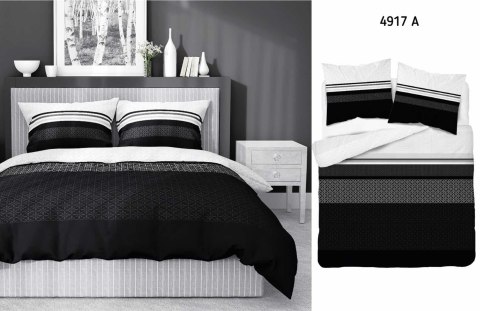 Pościel satynowa 140x200 biała czarna geometria 4917 A z jedną poszewką Home Satin 80 Pościel satynowa 140x200 biała czarna geometria 4917 A z jedną poszewką Home Satin 80