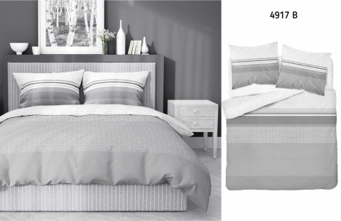 Pościel satynowa 140x200 biała szara geometria 4917 B z jedną poszewką Home Satin 80 Pościel satynowa 140x200 biała szara geometria 4917 B z jedną poszewką Home Satin 80