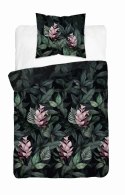 Pościel satynowa 140x200 czarna zielona kwiaty 4912 A z jedną poszewką Home Satin 80 Pościel satynowa 140x200 czarna zielona kwiaty 4912 A z jedną poszewką Home Satin 80