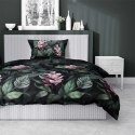 Pościel satynowa 140x200 czarna zielona kwiaty 4912 A z jedną poszewką Home Satin 80 Pościel satynowa 140x200 czarna zielona kwiaty 4912 A z jedną poszewką Home Satin 80