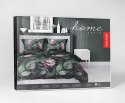 Pościel satynowa 140x200 czarna zielona kwiaty 4912 A z jedną poszewką Home Satin 80 Pościel satynowa 140x200 czarna zielona kwiaty 4912 A z jedną poszewką Home Satin 80