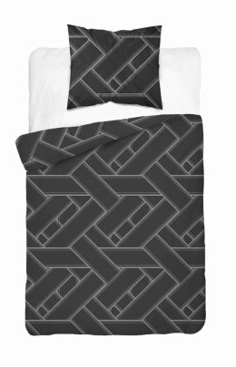Pościel satynowa 140x200 grafitowa geometria 4911 B z jedną poszewką Home Satin 80