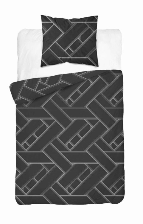 Pościel satynowa 140x200 grafitowa geometria 4911 B z jedną poszewką Home Satin 80 Pościel satynowa 140x200 grafitowa geometria 4911 B z jedną poszewką Home Satin 80