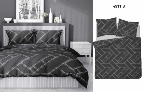Pościel satynowa 140x200 grafitowa geometria 4911 B z jedną poszewką Home Satin 80 Pościel satynowa 140x200 grafitowa geometria 4911 B z jedną poszewką Home Satin 80