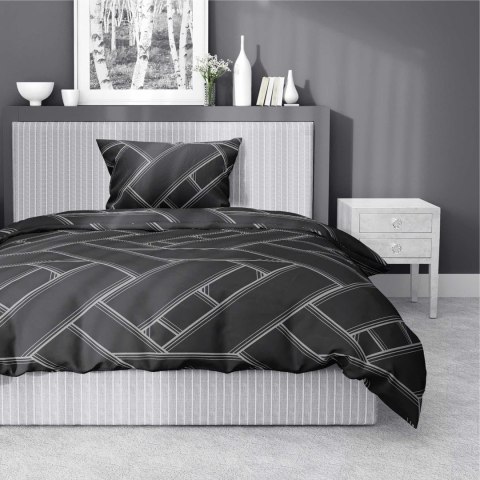 Pościel satynowa 140x200 grafitowa geometria 4911 B z jedną poszewką Home Satin 80 Pościel satynowa 140x200 grafitowa geometria 4911 B z jedną poszewką Home Satin 80