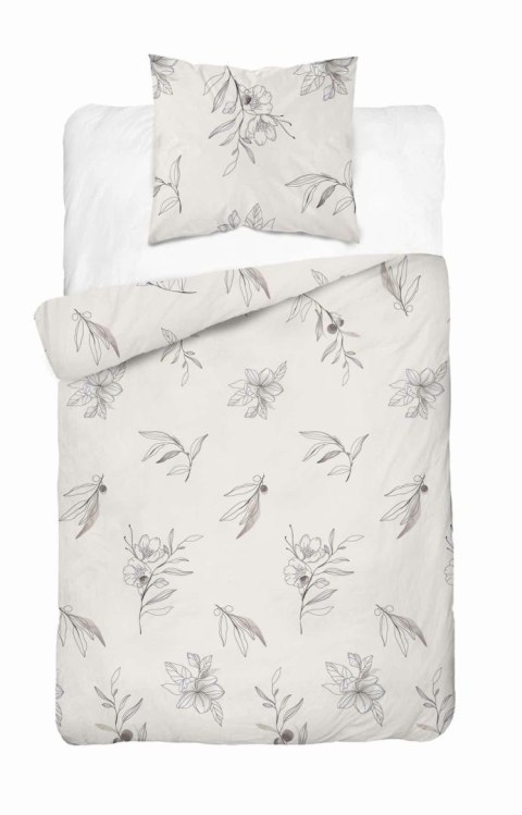 Pościel satynowa 140x200 kremowa kwiaty 4916 B z jedną poszewką Home Satin 80 Pościel satynowa 140x200 kremowa kwiaty 4916 B z jedną poszewką Home Satin 80