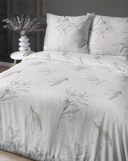 Pościel satynowa 140x200 kremowa kwiaty 4916 B z jedną poszewką Home Satin 80