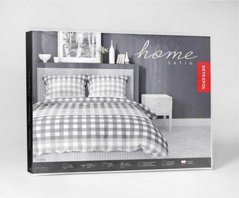 Pościel satynowa 140x200 szara kratka 4914 A z jedną poszewką Home Satin 80 Pościel satynowa 140x200 szara kratka 4914 A z jedną poszewką Home Satin 80
