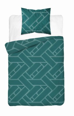 Pościel satynowa 140x200 turkusowa geometria 4911 A z jedną poszewką Home Satin 80