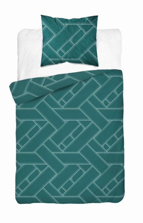Pościel satynowa 140x200 turkusowa geometria 4911 A z jedną poszewką Home Satin 80 Pościel satynowa 140x200 turkusowa geometria 4911 A z jedną poszewką Home Satin 80