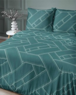 Pościel satynowa 140x200 turkusowa geometria 4911 A z jedną poszewką Home Satin 80