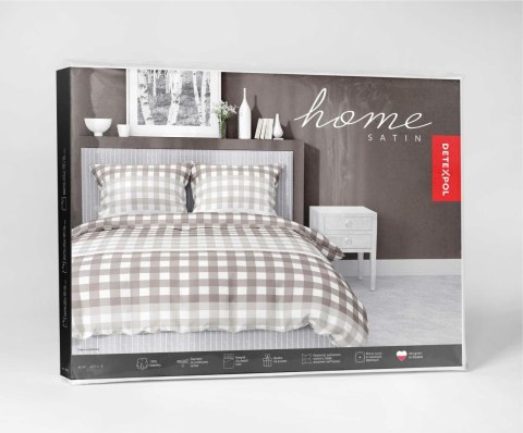 Pościel satynowa 220x200 beżowa kratka 4914 B Home Satin 80 Pościel satynowa 220x200 beżowa kratka 4914 B Home Satin 80