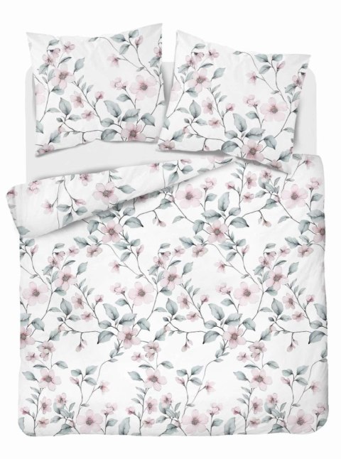 Pościel satynowa 220x200 biała miętowa kwiaty 4915 A Home Satin 80 Pościel satynowa 220x200 biała miętowa kwiaty 4915 A Home Satin 80