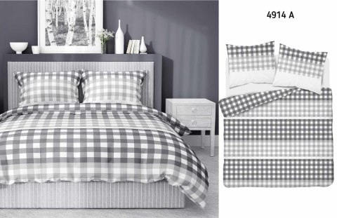 Pościel satynowa 220x200 szara kratka 4914 A Home Satin 80 Pościel satynowa 220x200 szara kratka 4914 A Home Satin 80