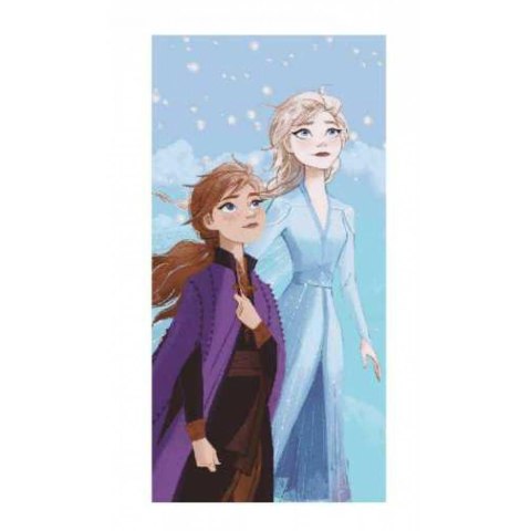 Ręcznik plażowy 70x140 Frozen Anna i Elsa niebieski bawełniany 320g/m2 S24 Ręcznik plażowy 70x140 Frozen Anna i Elsa niebieski bawełniany 320g/m2 S24