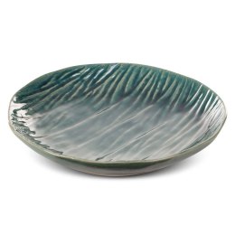 Patera ceramiczna 25x5 Rea zielona beżowa w prążki dekoracyjna Eurofirany