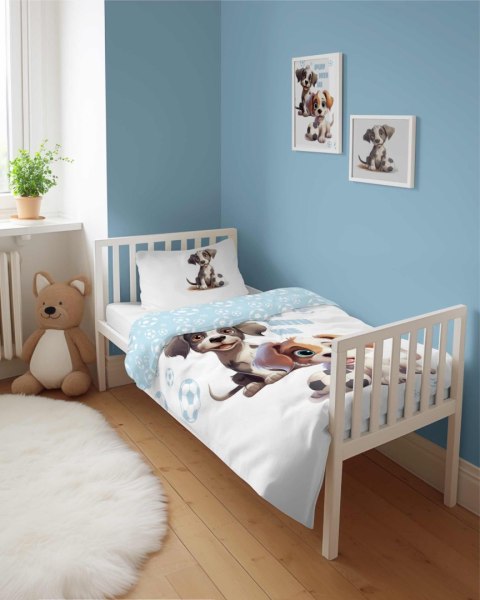 Pościel bawełniana 100x135 5002 A Pieski biała niebieska piłki Mayamoo 22 Pościel bawełniana 100x135 5002 A Pieski biała niebieska piłki Mayamoo 22