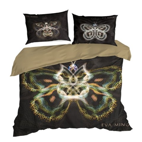 Pościel satynowa 220x200 Eva 11 czarna beżowa motyl Eva Minge Eurofirany Pościel satynowa 220x200 Eva 11 czarna beżowa motyl Eva Minge Eurofirany