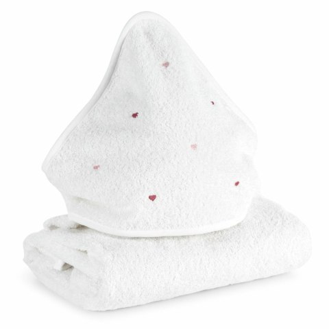Okrycie kąpielowe 100x100 Baby 56 biały różowy serca ręcznik z kapturkiem 400g/m2 Eurofirany Okrycie kąpielowe 100x100 Baby 56 biały różowy serca ręcznik z kapturkiem 400g/m2 Eurofirany