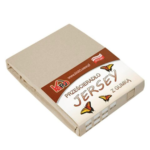 Prześcieradło jersey z gumką 120x200 beżowe cappuccino 076 grube 150g/m2 KARO Prześcieradło jersey z gumką 120x200 beżowe cappuccino 076 grube 150g/m2 KARO