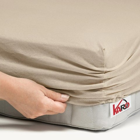 Prześcieradło jersey z gumką 120x200 beżowe cappuccino 076 grube 150g/m2 KARO Prześcieradło jersey z gumką 120x200 beżowe cappuccino 076 grube 150g/m2 KARO