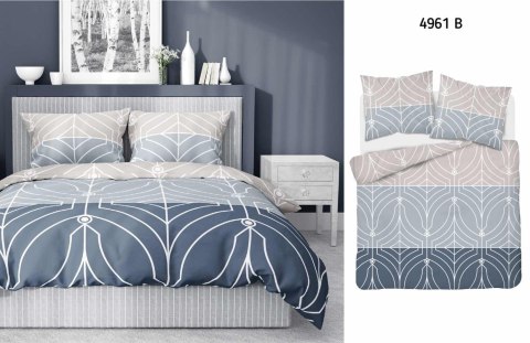 Pościel bawełniana 220x200 beżowa niebieska geometria 4961B Bawełna 84 Pościel bawełniana 220x200 beżowa niebieska geometria 4961B Bawełna 84