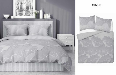 Pościel bawełniana 220x200 szara kwiaty 4966B Bawełna 84 Pościel bawełniana 220x200 szara kwiaty 4966B Bawełna 84