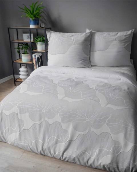Pościel bawełniana 220x200 szara kwiaty 4966B Bawełna 84 Pościel bawełniana 220x200 szara kwiaty 4966B Bawełna 84