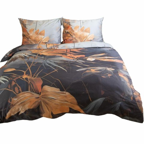 Pościel satynowa 140x200 Liście szara ruda 12402 SATYNLOVE PREMIUM Pościel satynowa 140x200 Liście szara ruda 12402 SATYNLOVE PREMIUM