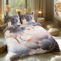 Pościel satynowa 160x200 Kwiaty szara beżowa 12405 SATYNLOVE PREMIUM Pościel satynowa 160x200 Kwiaty szara beżowa 12405 SATYNLOVE PREMIUM