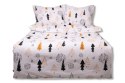 Pościel flanelowa 160x200 F-87 biała czarna pomarańczowa choinki bombki Matex Pościel flanelowa 160x200 F-87 biała czarna pomarańczowa choinki bombki Matex