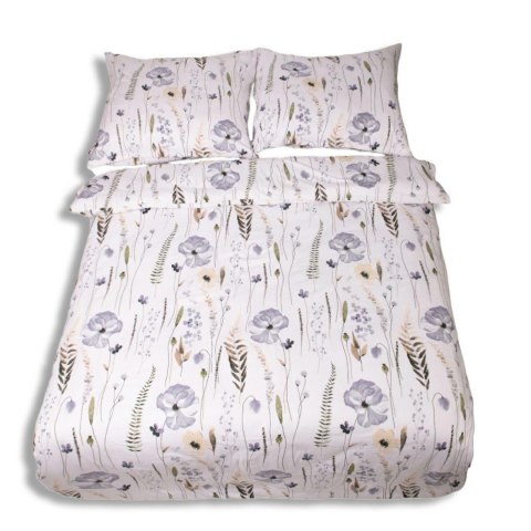 Pościel flanelowa 160x200 F-90 biała niebieska zielona kwiaty liście Matex Pościel flanelowa 160x200 F-90 biała niebieska zielona kwiaty liście Matex