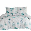 Pościel flanelowa 220x200 31504/1 biała turkusowa kwiaty liście Flanelove Pościel flanelowa 220x200 31504/1 biała turkusowa kwiaty liście Flanelove