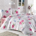 Pościel flanelowa 220x200 31504/2 biała różowa kwiaty liście Flanelove Pościel flanelowa 220x200 31504/2 biała różowa kwiaty liście Flanelove