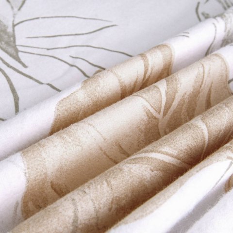 Pościel flanelowa 220x200 31505/2 biała beżowa zielona liście Flanelove Pościel flanelowa 220x200 31505/2 biała beżowa zielona liście Flanelove