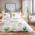 Pościel flanelowa 220x200 31505/2 biała beżowa zielona liście Flanelove Pościel flanelowa 220x200 31505/2 biała beżowa zielona liście Flanelove