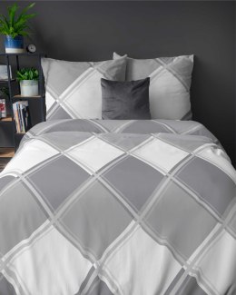 Pościel flanelowa 220x200 szara kratka 4955 A Flanela 2024